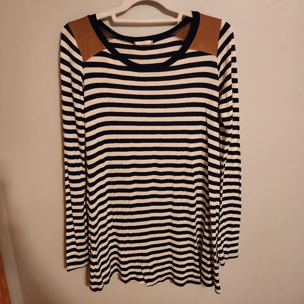 Mon Ami Navy Blue Striped Tunic